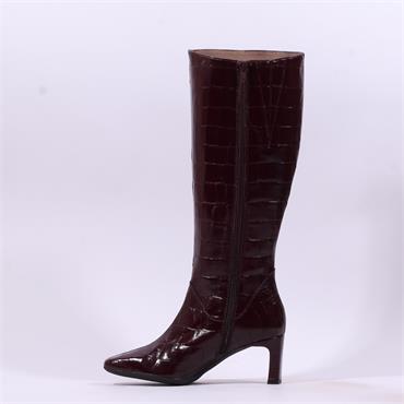 Wonders Vita High Heel Knee High Boot - Burgundy Croc